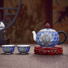 Handmade Enamel Sterling Silver 999 Tea Set - Zen Edge Design