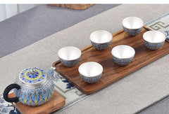 Handmade Enamel Sterling Silver 999 Tea Set - Zen Edge Design