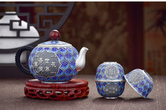 Handmade Enamel Sterling Silver 999 Tea Set - Zen Edge Design