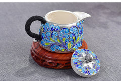 Handmade Enamel Sterling Silver 999 Tea Set - Zen Edge Design