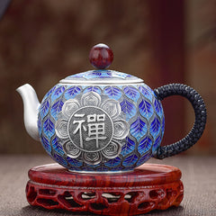 Handmade Enamel Sterling Silver 999 Tea Set - Zen Edge Design