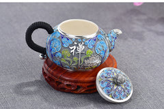 Handmade Enamel Sterling Silver 999 Tea Set - Zen Edge Design