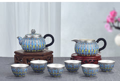 Handmade Enamel Sterling Silver 999 Tea Set - Zen Edge Design
