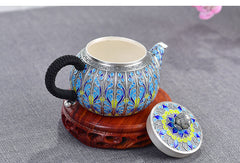 Handmade Enamel Sterling Silver 999 Tea Set - Zen Edge Design