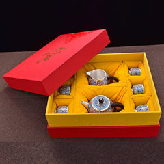 Enamel Sterling Silver 999 Tea Set