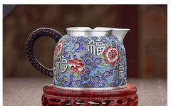 Enamel Sterling Silver 999 Tea Set