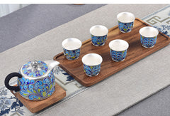 Handmade Enamel Sterling Silver 999 Tea Set - Zen Edge Design