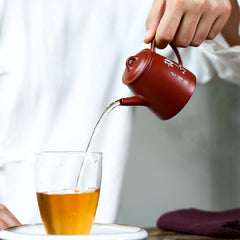 Yixing Raw Mine Dahongpao Purple Sand Pot – Qin Quan Pot – 100ml | Handmade Purple Clay Tea Pot