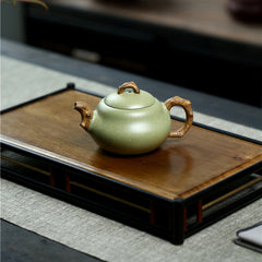 Yixing Purple Sand Pot Bean Green Sand – 240ml | Handmade Purple Clay Tea Pot