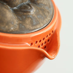 “Shishi Ruyi” Persimmon Travel Tea Set – Portable Ceramic Teapot & Cups