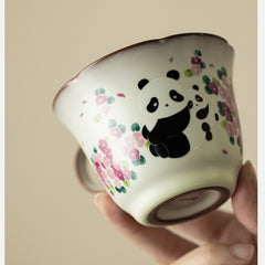 Panda “Lard Glaze” Tea & Coffee Cup Set – 180ml Ceramic Afternoon Tea Mug with Saucer for Women’s Office & Home Use
