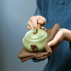 Yixing Purple Sand Pot Bean Green Sand – 240ml | Handmade Purple Clay Tea Pot