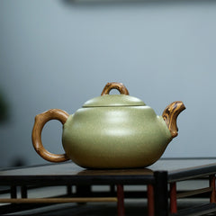 Yixing Purple Sand Pot Bean Green Sand – 240ml | Handmade Purple Clay Tea Pot