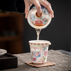 Handmade Enamel Filigree Silver Sancai Teacup - 160-170ml
