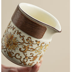 Ru Kiln “Golden Blossom & Blessing” Travel Tea Set – Portable Ceramic Teapot, Tray & Accessories