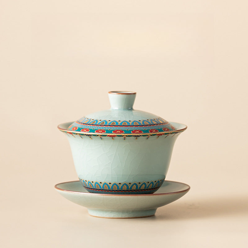 Ru Kiln Dunhuang Baoxiang Floral Gaiwan – 130ml