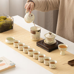 Ruyao Wisteria Gongfu Tea Set – Complete Chinese Ceramic Teaware with Gaiwan & Teapot, Gift Box