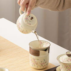 Ruyao Wisteria Gongfu Tea Set – Complete Chinese Ceramic Teaware with Gaiwan & Teapot, Gift Box