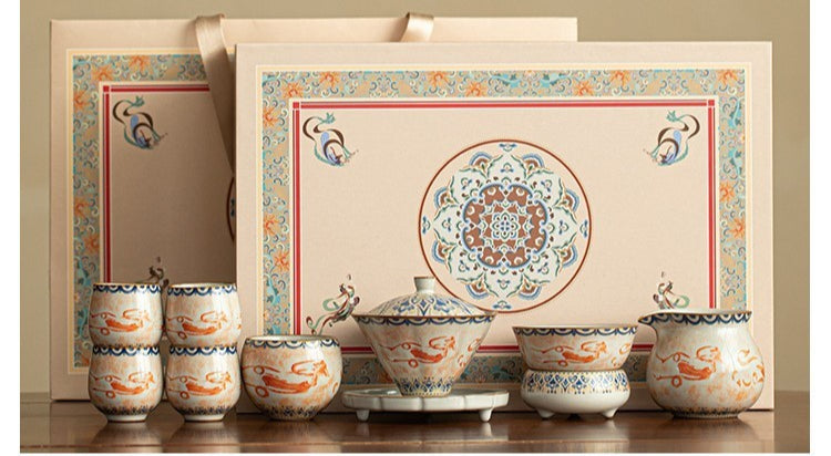 Dunhuang Feitian Ru-Style Gaiwan Tea Set - 8 Piece Set