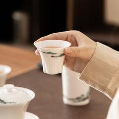 "Jinxiù Jiangshan" White Porcelain Gaiwan Tea Set – Landscape-Inspired Gongfu Teaware Gift Box
