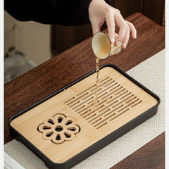 Ru Kiln “Golden Blossom & Blessing” Travel Tea Set – Portable Ceramic Teapot, Tray & Accessories