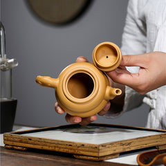 Yixing raw ore gold section mud gourd purple clay pot-240ml