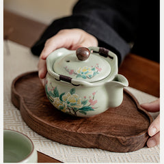 Ru-glazed Lotus Green Travel Teapot Set – 200ml One Teapot One Cup