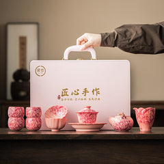 Ru-Style Pink Glaze Gongfu Tea Set 7 Piece Set