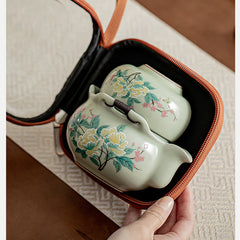 Ru-glazed Lotus Green Travel Teapot Set – 200ml One Teapot One Cup