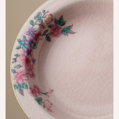 Pink Ru Kiln Floral Cat Coffee Cup & Saucer Set – 150ml  Ceramic Tea Mug for Home & Office