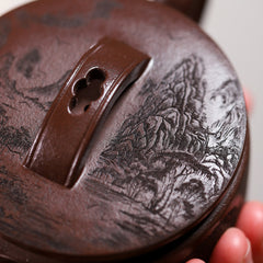 Yixing Whole Body Carving Yunlong Hanwa Purple Clay Pot – 190ml | Handmade Purple Sand Tea Pot