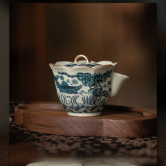 Ru Kiln-Style Crackle Glaze Teapot with Fish & Waterweed Motif -200ml