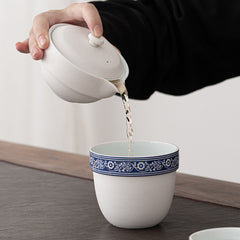 “Xixiang Ji” Travel Tea Set – Portable Ceramic Teapot with 4 Cups, Kung Fu Tea Set with Carrying Case