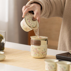 Ruyao Wisteria Gongfu Tea Set – Complete Chinese Ceramic Teaware with Gaiwan & Teapot, Gift Box