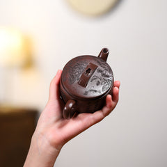 Yixing Whole Body Carving Yunlong Hanwa Purple Clay Pot – 190ml | Handmade Purple Sand Tea Pot