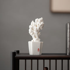 Ceramic Taihu Rock Sculpture – Chinese Zen-Inspired Decorative Ornament for Tea Room & Study