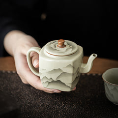 Ru-Style “Mountain Blossom” Square Teapot – 190ml