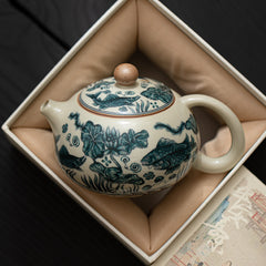 Chinese Trend Ru Kiln-Style Xishi Teapot – 230ml Ceramic Gongfu Tea Pot with Ball Filter