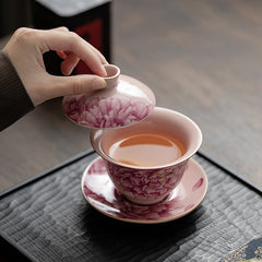 Ru-glazed Pink Peony Gaiwan – 130ml