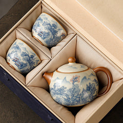 Handmade Ru Kiln Xishi Teapot Set - 220ml