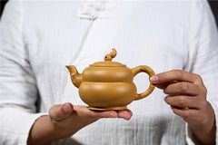 Yixing raw ore gold section mud gourd purple clay pot-240ml