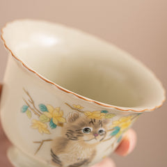 Ru-Style Beige “Lucky Cat” Two-Part Gaiwan – 160ml