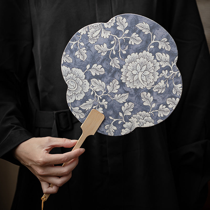 Chinese Peony Round Fan – Traditional Floral Window-Style Hand Fan for Tea Ceremony