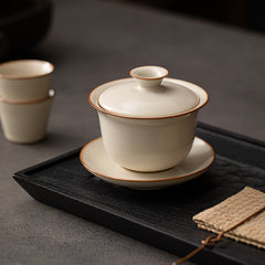 Milky Beige Ru-glazed Three-Part Gaiwan – 170ml