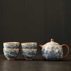 Handmade Ru Kiln Xishi Teapot Set - 220ml