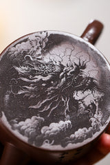 Yixing Whole Body Carving Yunlong Hanwa Purple Clay Pot – 190ml | Handmade Purple Sand Tea Pot