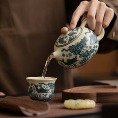 Chinese Trend Ru Kiln-Style Xishi Teapot – 230ml Ceramic Gongfu Tea Pot with Ball Filter