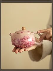 Handmade Jingdezhen Ru Kiln Peony Glaze Teapot - 250ml