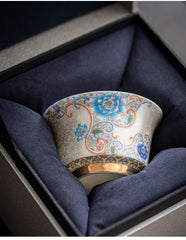 Handmade Enamel Filigree Silver Sancai Teacup - 160-170ml