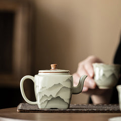 Ru-Style “Mountain Blossom” Square Teapot – 190ml